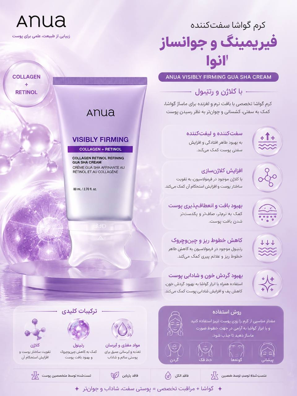 کرم گواشا آنوا ضد چروک و لیفتینگ حاوی رتینول و کلاژن / Anua
